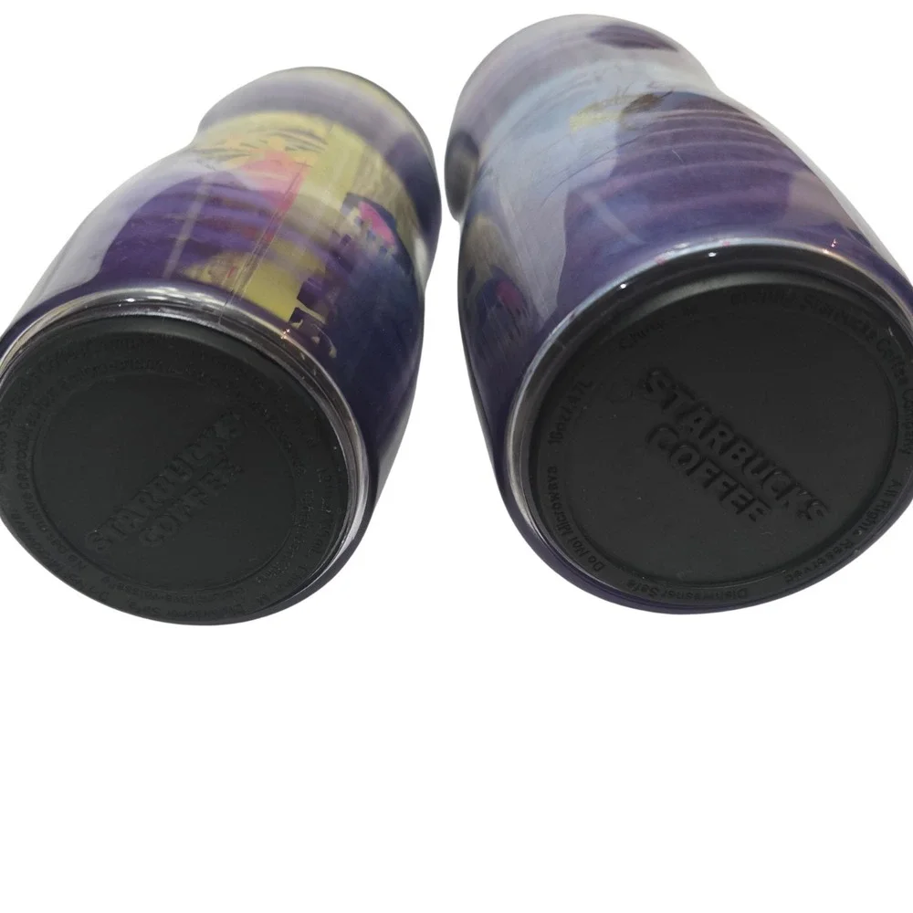 Lot‎ Of 2 Starbucks Travel Tumblers 2004 Blue Foil Poppy/2007-2008 Easter 16 oz